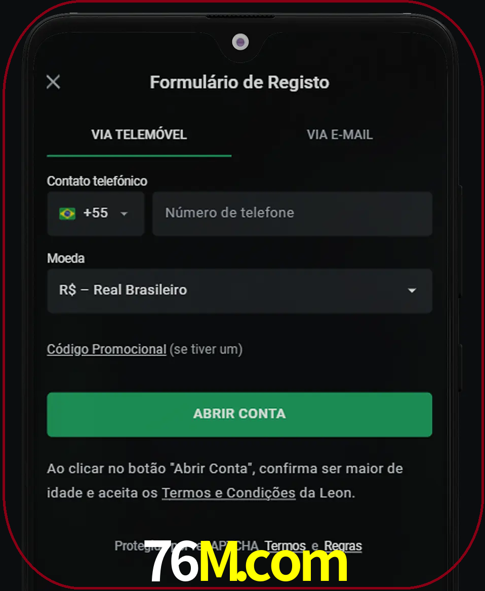 Abra o aplicativo e inicie o processo de registro.